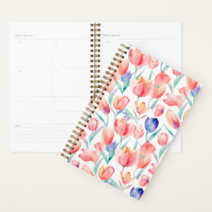 Planificateur Motif de tulipes d'aquarelle