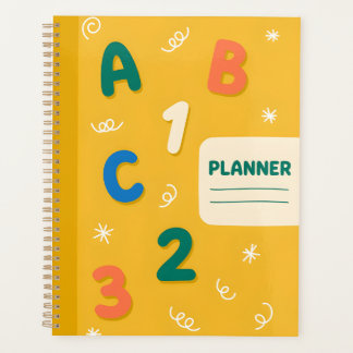Planificateur Moutarde Jaune ABC 123 Mignon