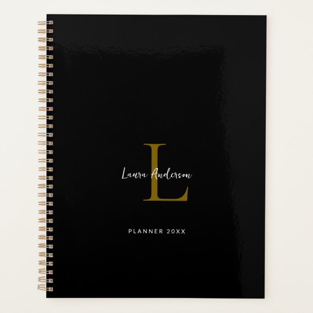 Planificateur noir et blanc monogramme (Devant)