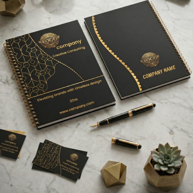 Planificateur Noir & Or avec Logo Personnalisable (Créateur téléchargé)