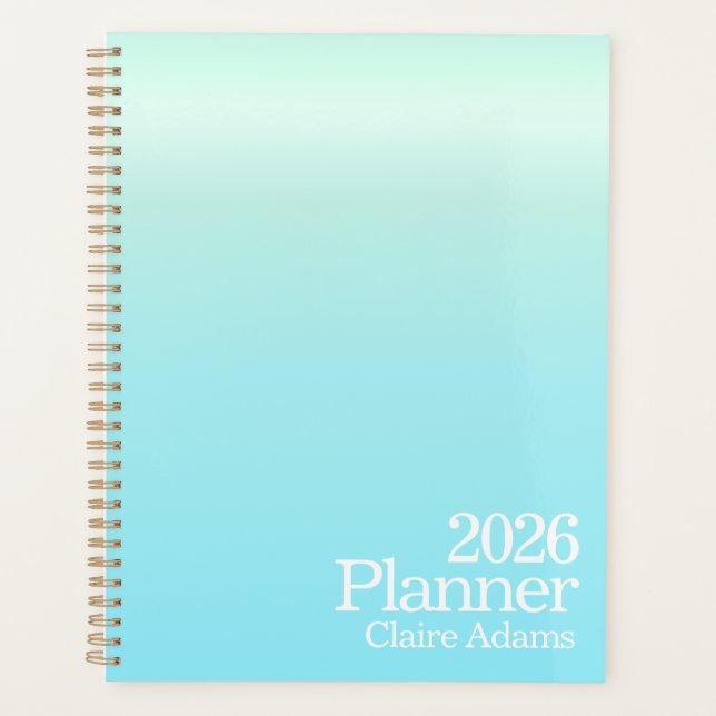 Planificateur ombré bleu cyan moderne (Devant)