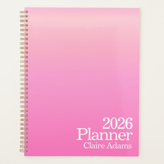 Planificateur ombré rose vif moderne (Devant)