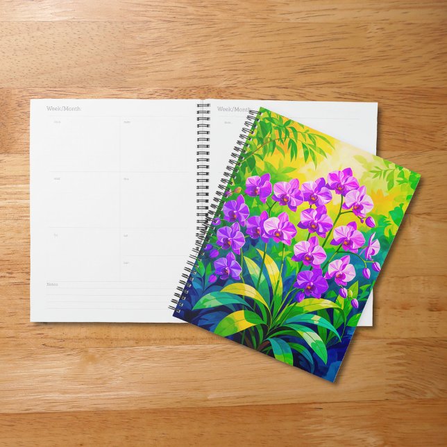 Planificateur Orchidées Violettes (Planner with purple orchids)