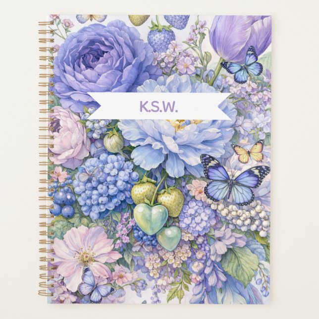 Planificateur Papillon Floral Bleu Pastel (Devant)