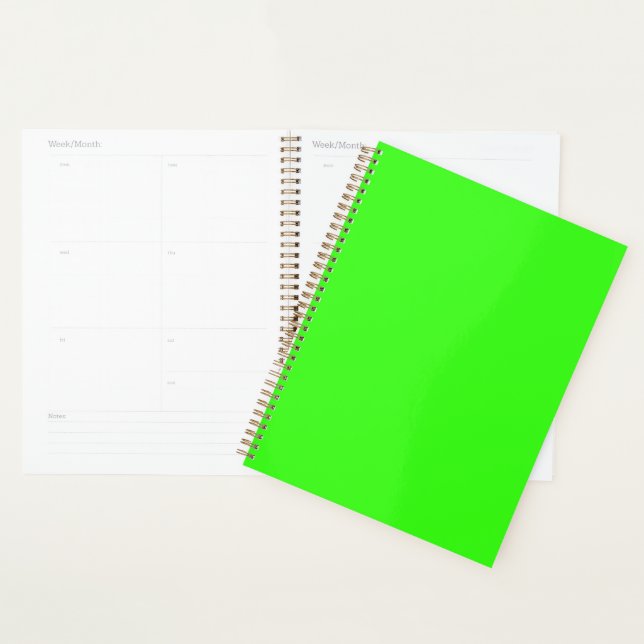 Planificateur personnalisable vert néon (Devant avec enveloppe)