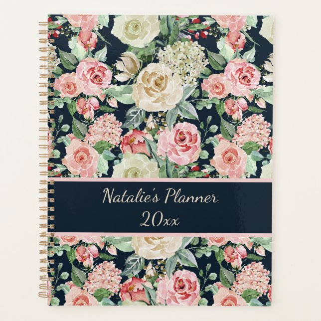 Planificateur Personnalisé avec Roses Blanches et  (Devant)