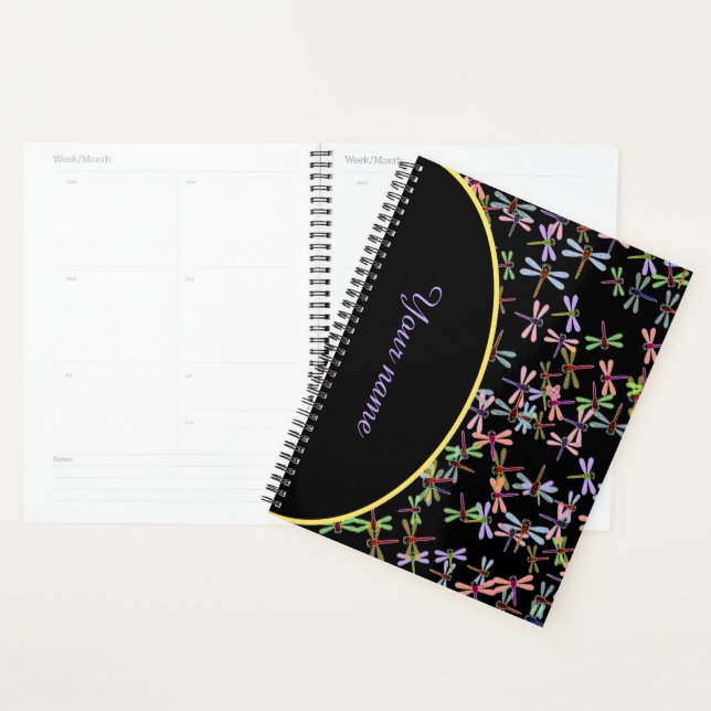 Planificateur personnalisé de libellules colorées (Devant avec enveloppe)