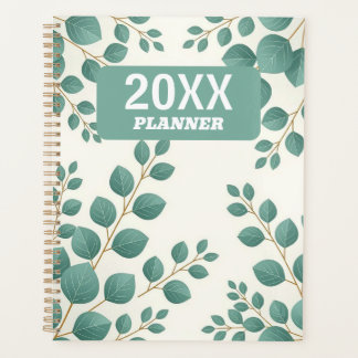 Planificateur personnalisé feuilles vertes aquarel