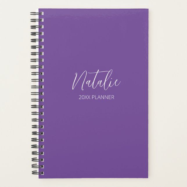 Planificateur personnalisé moderne violet de scrip (Devant)