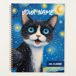 Planificateur Personnalisé Nuit Étoilée Chat Lune