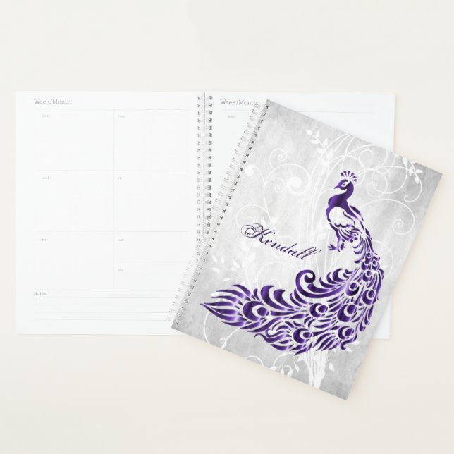 Planificateur personnalisé Peacock violet (Devant avec enveloppe)