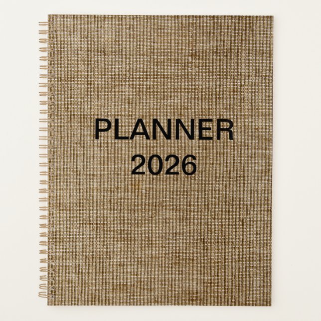 Planificateur personnalisé Rustique Burlap Nature  (Devant)
