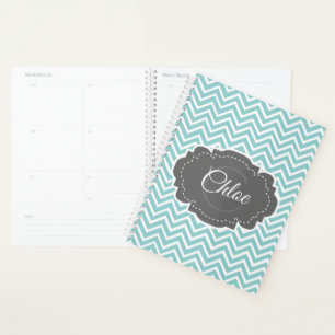 Planificateur personnalisé turquoise Chevron