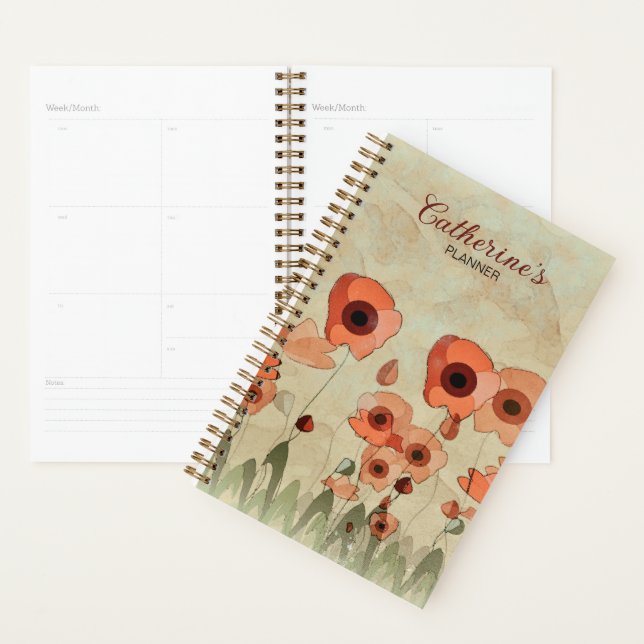 Planificateur Poppy Aquarelle (Devant avec enveloppe)