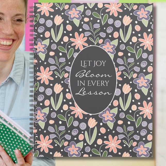 Planificateur pour Enseignant Floral - Conception  (Floral Teacher Planner – Inspirational “Let Joy Bloom in Every Lesson” Design)