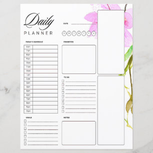 Planificateur quotidien à bordure florale rose