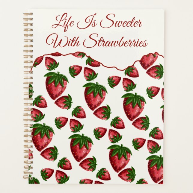 Planificateur quotidien à motif de fraise doux com (Devant)