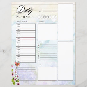 Planificateur quotidien aquarelle collines et fleu