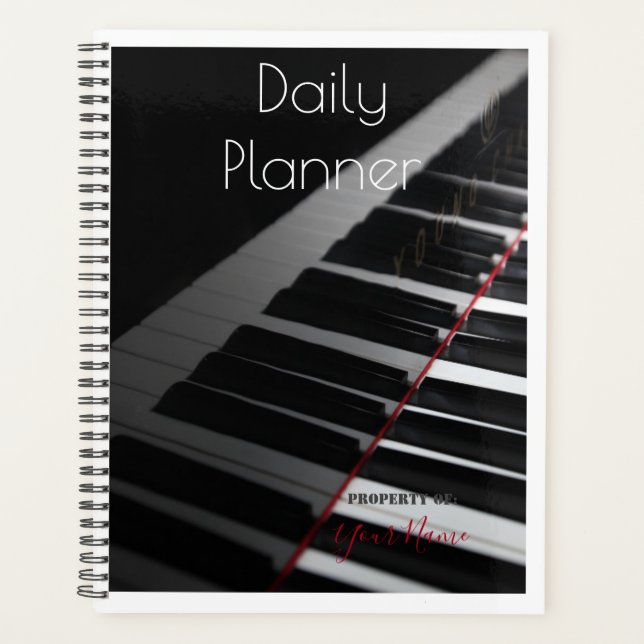 Planificateur quotidien avec un thème de piano - H (Devant)