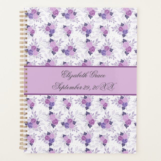 Planificateur quotidien bébé fleurs rose violet no (Devant)