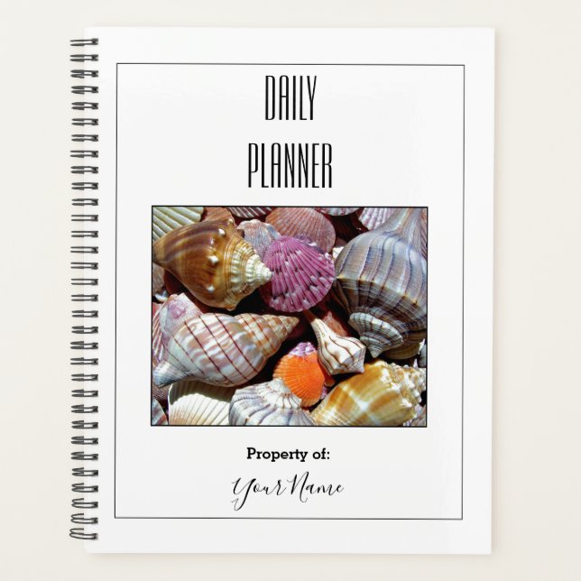 Planificateur quotidien - Blanc avec coquillages - (Devant)