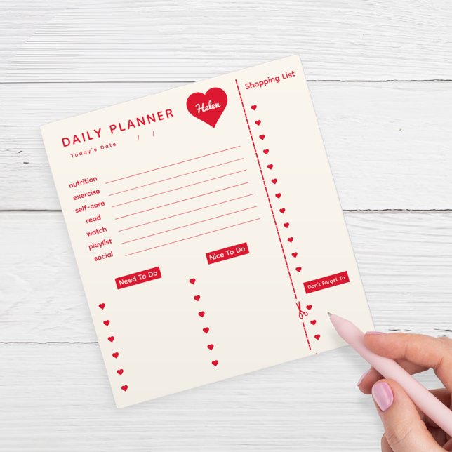Planificateur quotidien Bloc-notes Cœurs rouges av (Créateur téléchargé)