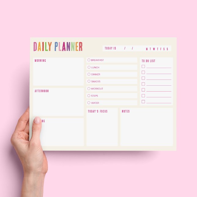Planificateur quotidien bloc-notes texte coloré (Créateur téléchargé)