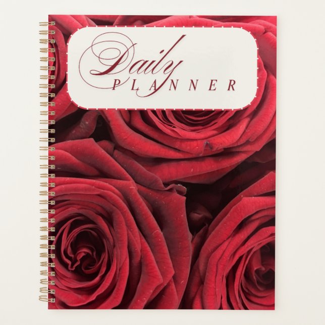 Planificateur quotidien de luxe aux roses rouges c (Devant)