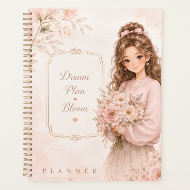 Planificateur quotidien de luxe doux féminin (Devant)