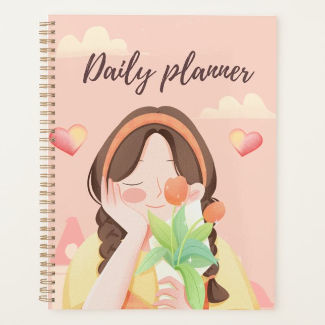 "Planificateur quotidien" | Douce Fille avec Tulip (Devant)