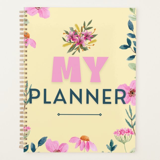 Planificateur quotidien fleur jaune esthétique dou (Devant)