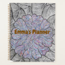 Planificateur quotidien floral abstrait dessiné à