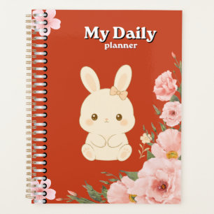 Planificateur quotidien floral de lapin mignon   A