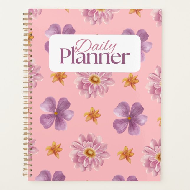 Planificateur quotidien floral esthétique doux (Devant)