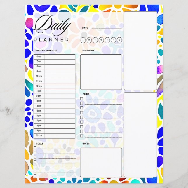 Planificateur quotidien floral moderne coloré (Devant)