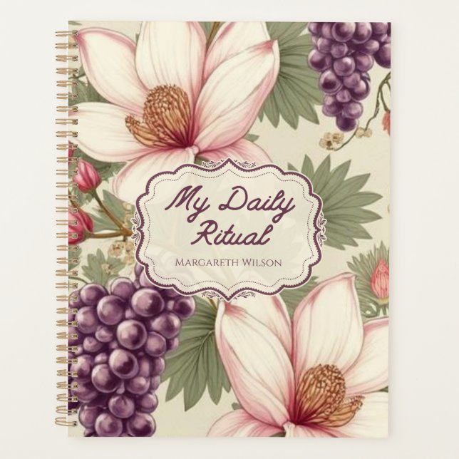 Planificateur quotidien floral violet rose (Devant)