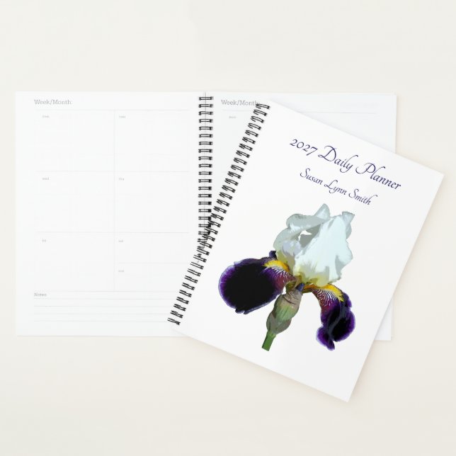 Planificateur quotidien Iris Violet et Blanc (Devant avec enveloppe)