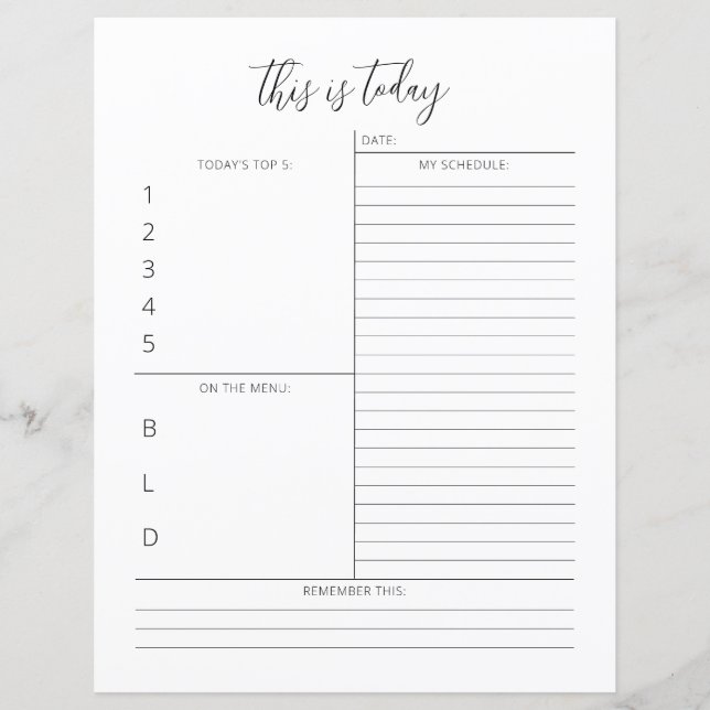 Planificateur quotidien minimaliste calendrier une (Devant)