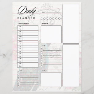 Planificateur quotidien paon et fleurs de printemp