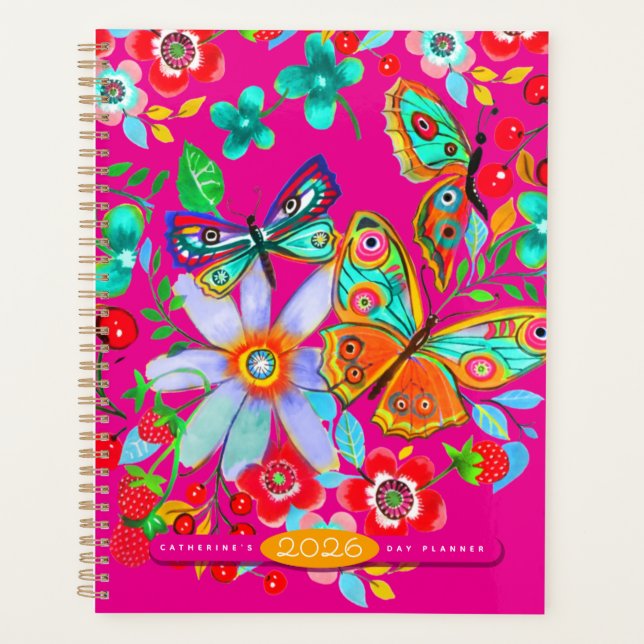 Planificateur quotidien papillon floral bohème 202 (Devant)