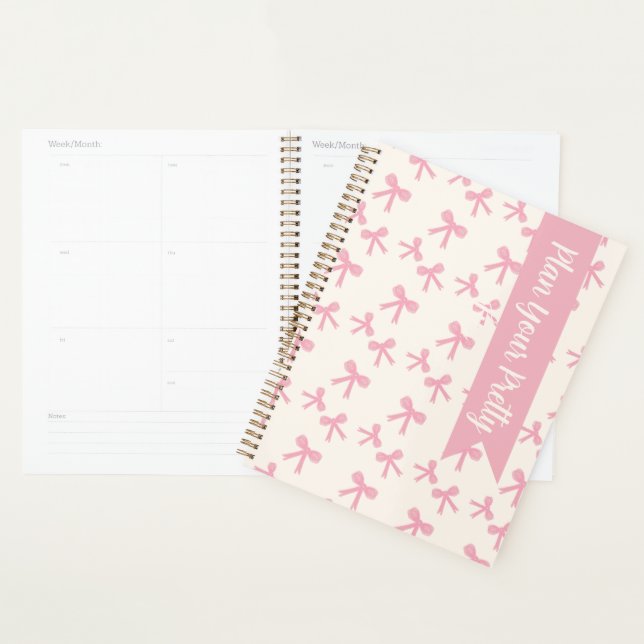 Planificateur quotidien Pink Bow Dreams (Devant avec enveloppe)