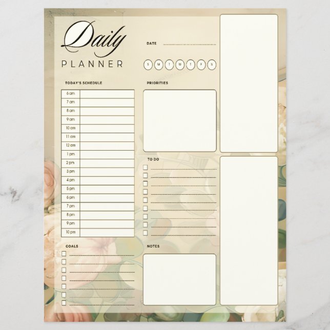planificateur quotidien roses vintage (Devant)