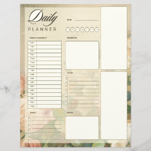 planificateur quotidien roses vintage