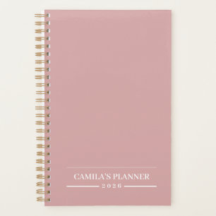 Planificateur Rose Poussiéreuse 2026   Nom et Anné