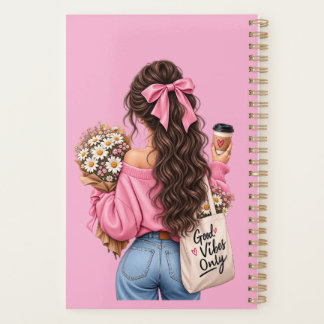 Planificateur Spirale Rose 'Good Vibes Only' pour