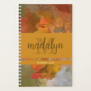 Planificateur stylé d'automne avec monogramme