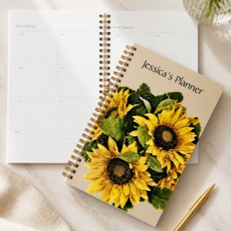 Planificateur Tournesol 5,5" x 8,5" - Personnalisé