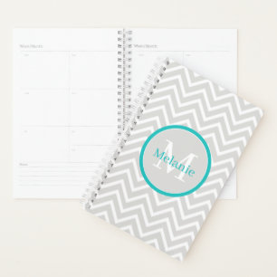 Planificateur turquoise Chevron Monogram
