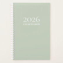Planificateur Vert Sauge 2026 | Titre et Initiales