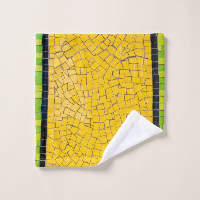 Planification murale en briques jaunes, noires et  (Gant de toilette)